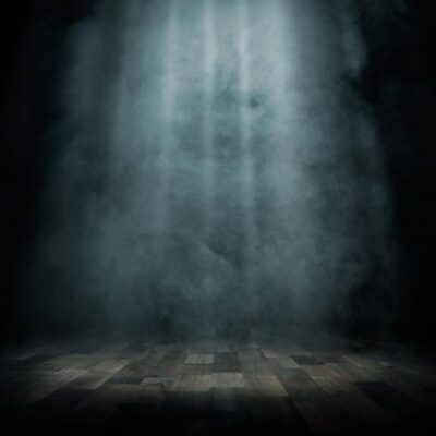 Smoky stage with wooden floor.