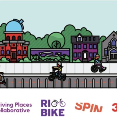 A poster for a cycling event in the city.