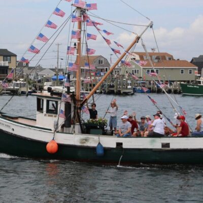 A boat in the water.