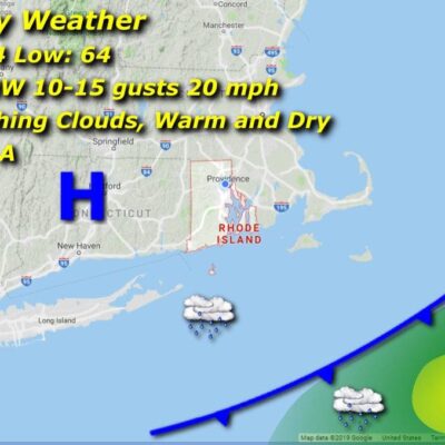 A map showing the weather in new hampshire.